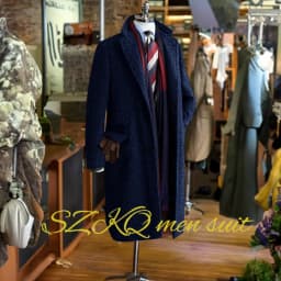 2024 New Men's Long Blazer Herringbone Wool Jacket Winter Warm Clothes Business Work Clothes XS-5XL