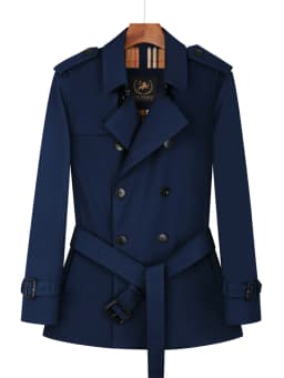 Cotton short trench coat for men British fashion double breasted khaki color for men thickened down jacket pure cotton short