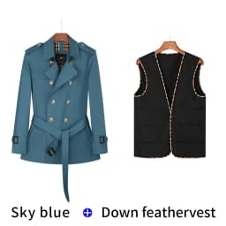 Cotton short trench coat for men British fashion double breasted khaki color for men thickened down jacket pure cotton short