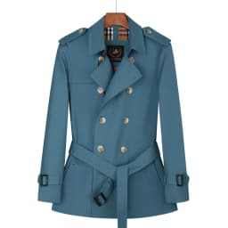 Cotton short trench coat for men British fashion double breasted khaki color for men thickened down jacket pure cotton short