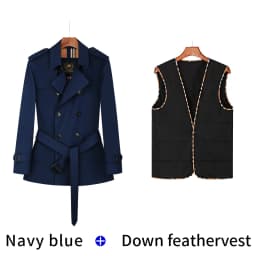 Cotton short trench coat for men British fashion double breasted khaki color for men thickened down jacket pure cotton short