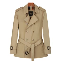 Cotton short trench coat for men British fashion double breasted khaki color for men thickened down jacket pure cotton short