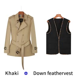 Cotton short trench coat for men British fashion double breasted khaki color for men thickened down jacket pure cotton short