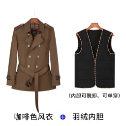 Cotton short trench coat for men British fashion double breasted khaki color for men thickened down jacket pure cotton short