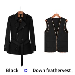 Cotton short trench coat for men British fashion double breasted khaki color for men thickened down jacket pure cotton short