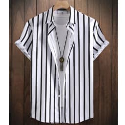 Hawaiian Shirts For Men 3d Stripe Print High-Quality Men'S Clothing Loose Oversized Shirts And Blooms Summer Casual Short Sleeve