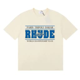 Rhude Summer Trendy Graphic Logo Letter High-Quality Pure Cotton Short Sleeve T-Shirt, Versatile Casual Top