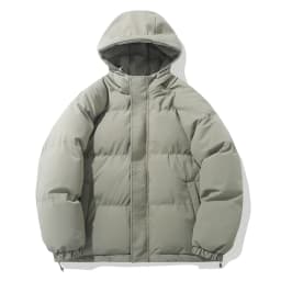 American fashion brand down jacket men's winter new solid color warm hooded bread suit cotton jacket thickened loose jacket