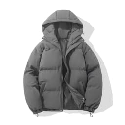 American fashion brand down jacket men's winter new solid color warm hooded bread suit cotton jacket thickened loose jacket