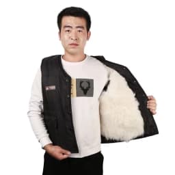 Cold Autumn Winter Middle-aged Elderly Wool Vest Thicken Warm Genuine Fur Overcoat Fashion Comfortable Dad Father Cotton Outfit