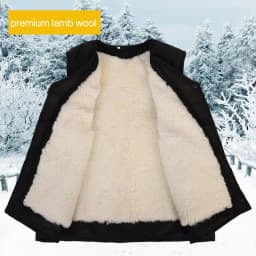 Cold Autumn Winter Middle-aged Elderly Wool Vest Thicken Warm Genuine Fur Overcoat Fashion Comfortable Dad Father Cotton Outfit