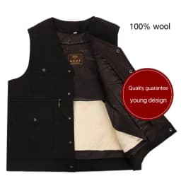 Cold Autumn Winter Middle-aged Elderly Wool Vest Thicken Warm Genuine Fur Overcoat Fashion Comfortable Dad Father Cotton Outfit