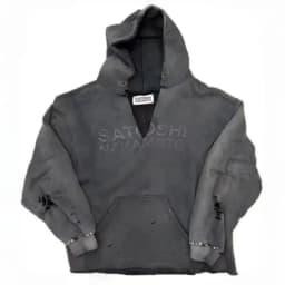 Winter Oversize SATOSHI Hoodie Retro Washed Black Destroy Collar Colorful Rivet Hood SweatshirtsMen Women Hiphop Street Outfit