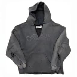 Winter Oversize SATOSHI Hoodie Retro Washed Black Destroy Collar Colorful Rivet Hood SweatshirtsMen Women Hiphop Street Outfit