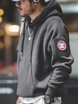 Maden 2024 Autumn Winter Casual Heavyweight Hoodie Men's Black Versatile Thickened Fleece Pullover Loose Warm Hooded Sweatshirt