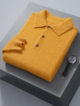 100% Mink Cashmere Jacket Men's POLO Collar Pullover 2024 Spring Autumn New Knitted Tops Casual Loose Large Size Men's Shirts