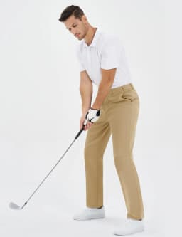 TACVASEN Men's Winter Golf Pants Fleece Lined Warm Stretch Straight Leg Business Casual Work Travel Trousers with Pockets