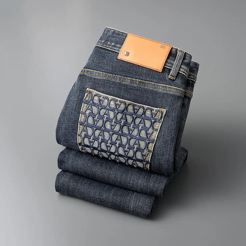2024 New Light Luxury Jeans Men's Spring and Autumn Versatile High-End Casual Affordable Luxury Fashion Slim Trousers