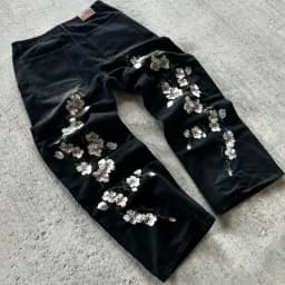 Jeans Embroidered Jeans Vintage Low Waist Wide Leg Trousers Harajuku Mens Womes Baggy Jeans Y2K Clothes