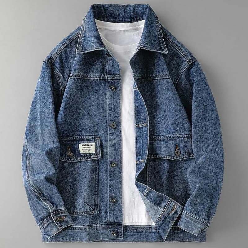 2024 Spring and Autumn New Fashion Solid Color Large Size Denim Coat Men's Casual Loose Comfortable High Quality Jacket M-4XL