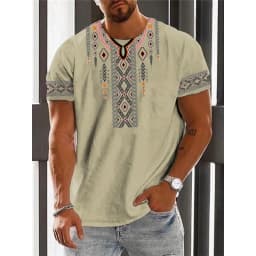 Trend 2025 Vintage Ethnic Graphic T Shirt Summer Fashion Short Sleeve 3D Printed Men T-Shirt Casual Streetwear Boy Breath Tee