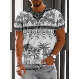 Trend 2025 Vintage Ethnic Graphic T Shirt Summer Fashion Short Sleeve 3D Printed Men T-Shirt Casual Streetwear Boy Breath Tee