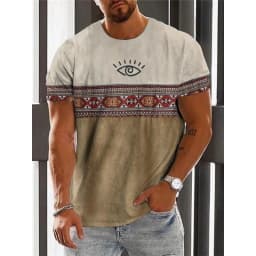 Trend 2025 Vintage Ethnic Graphic T Shirt Summer Fashion Short Sleeve 3D Printed Men T-Shirt Casual Streetwear Boy Breath Tee