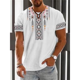 Trend 2025 Vintage Ethnic Graphic T Shirt Summer Fashion Short Sleeve 3D Printed Men T-Shirt Casual Streetwear Boy Breath Tee