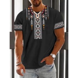 Trend 2025 Vintage Ethnic Graphic T Shirt Summer Fashion Short Sleeve 3D Printed Men T-Shirt Casual Streetwear Boy Breath Tee