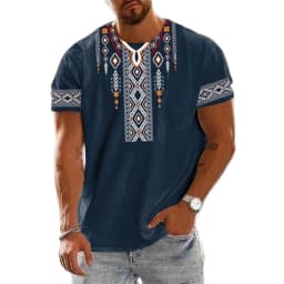 Trend 2025 Vintage Ethnic Graphic T Shirt Summer Fashion Short Sleeve 3D Printed Men T-Shirt Casual Streetwear Boy Breath Tee