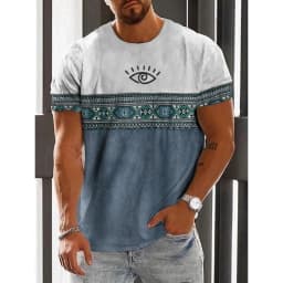 Trend 2025 Vintage Ethnic Graphic T Shirt Summer Fashion Short Sleeve 3D Printed Men T-Shirt Casual Streetwear Boy Breath Tee