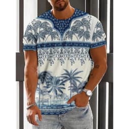 Trend 2025 Vintage Ethnic Graphic T Shirt Summer Fashion Short Sleeve 3D Printed Men T-Shirt Casual Streetwear Boy Breath Tee