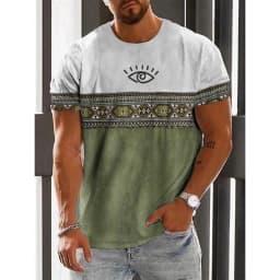 Trend 2025 Vintage Ethnic Graphic T Shirt Summer Fashion Short Sleeve 3D Printed Men T-Shirt Casual Streetwear Boy Breath Tee