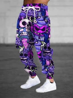 Fashion Men's 2025 Sweatpants Skull Printed Joggers Slim Fit Pants Casual Lounge Pants with Pockets Autumn Winter Streetwear