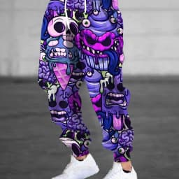 Fashion Men's 2025 Sweatpants Skull Printed Joggers Slim Fit Pants Casual Lounge Pants with Pockets Autumn Winter Streetwear