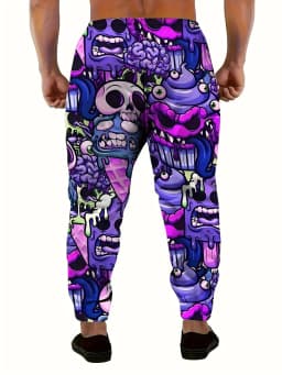 Fashion Men's 2025 Sweatpants Skull Printed Joggers Slim Fit Pants Casual Lounge Pants with Pockets Autumn Winter Streetwear