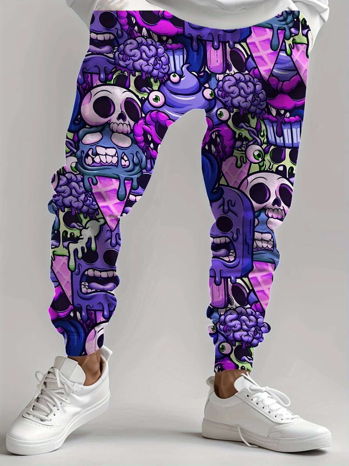 Fashion Men's 2025 Sweatpants Skull Printed Joggers Slim Fit Pants Casual Lounge Pants with Pockets Autumn Winter Streetwear