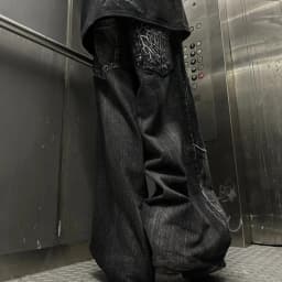 Gothic Retro Oversized Baggy Fit Unisex Mopping Pants Y2K Phantom Jeans High Street Spider Embroidered Patch Hip Hop Streetwear