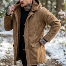 Men’s Hooded Fleece Jacket New Winter Arrival Faux-Fur Lined Coat Outdoor Windproof Jacket Hunting Hiking Windbreaker Jacket