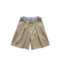 Mauroicardi Spring Summer Plaid Patchwork Khaki Shorts for Men Double Waist Knee Length Pants Luxury Designer Emo Clothes 2025