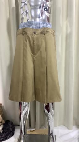 Mauroicardi Spring Summer Plaid Patchwork Khaki Shorts for Men Double Waist Knee Length Pants Luxury Designer Emo Clothes 2025