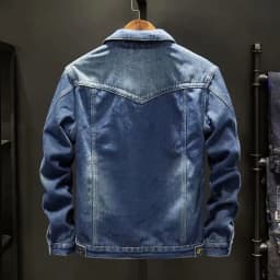 KIDWHXR Winter Man Denim Jackets Thicken Warm Fleece Outerwear Men Retro Single-breasted Long Sleeve Loose Casual Male Coats