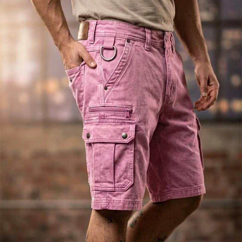 KIDWHXR Man Denim Short Summer Streetwear Simple Solid Washed Men Shorts Retro Loose Straight Pocket Outdoor Casual Male Shorts