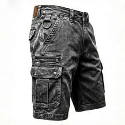 KIDWHXR Man Denim Short Summer Streetwear Simple Solid Washed Men Shorts Retro Loose Straight Pocket Outdoor Casual Male Shorts