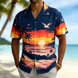 Men's Classic Hawaiian Vacation Style Shirt, Suitable for Summer Festivals, Beach Travel, Daily Travel, and Street Dressing