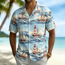 Men's Classic Hawaiian Vacation Style Shirt, Suitable for Summer Festivals, Beach Travel, Daily Travel, and Street Dressing