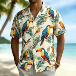 Men's Classic Hawaiian Vacation Style Shirt, Suitable for Summer Festivals, Beach Travel, Daily Travel, and Street Dressing