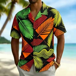Men's Classic Hawaiian Vacation Style Shirt, Suitable for Summer Festivals, Beach Travel, Daily Travel, and Street Dressing