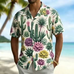 Men's Classic Hawaiian Vacation Style Shirt, Suitable for Summer Festivals, Beach Travel, Daily Travel, and Street Dressing