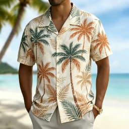 Men's Classic Hawaiian Vacation Style Shirt, Suitable for Summer Festivals, Beach Travel, Daily Travel, and Street Dressing